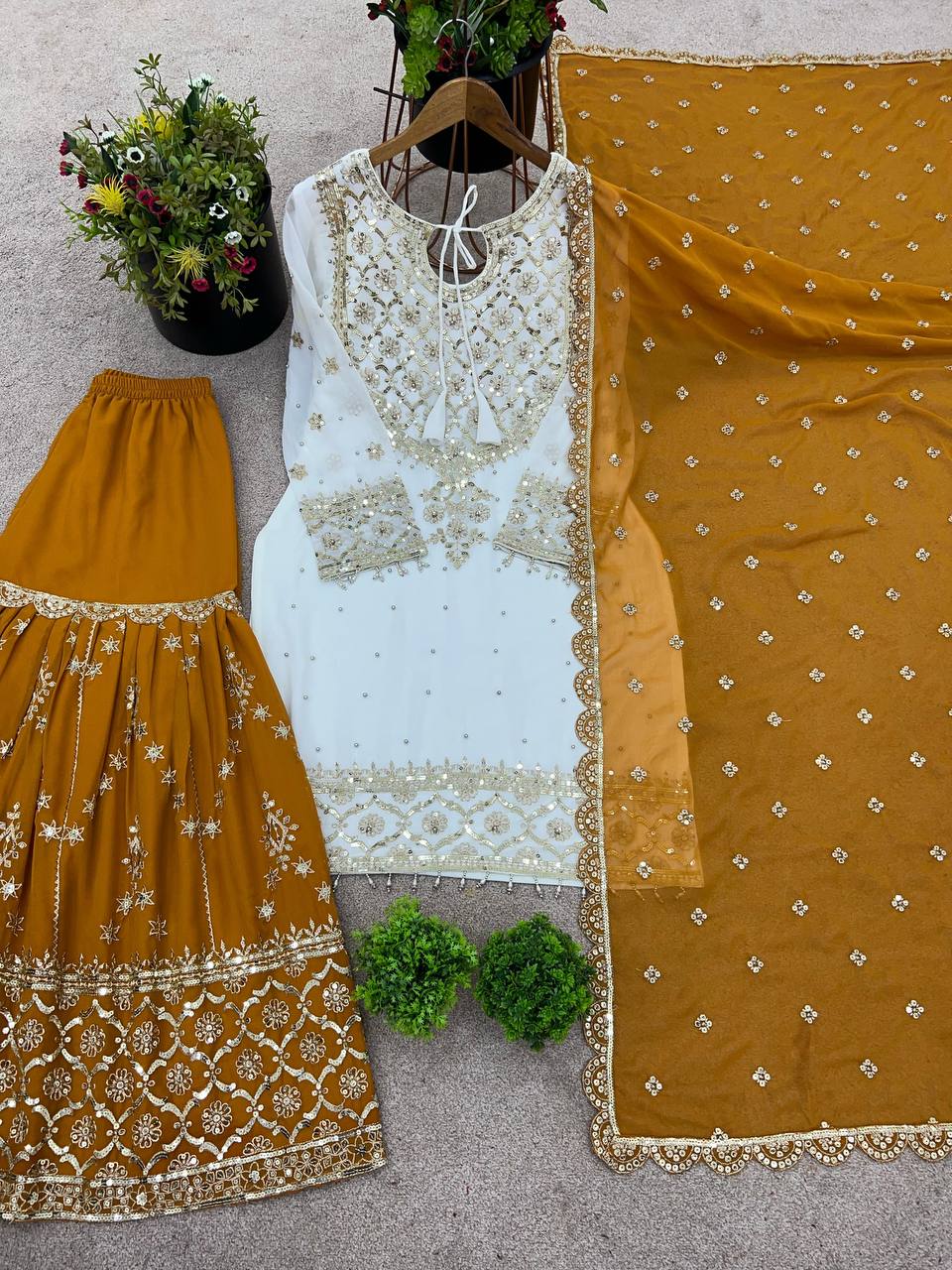Party Wear Top-Plazzo and Dupatta With Heavy Embroidery Work