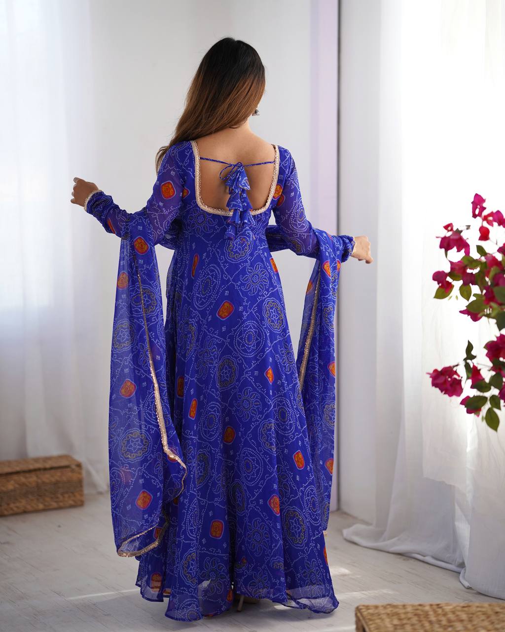 PURE SOFT LIGHTWEIGHT CHIFFON BANDHEJ FULLY FLAIR GOWN