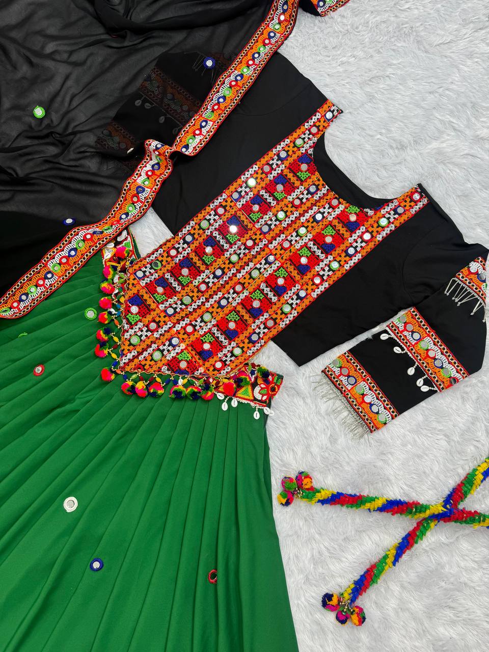 Embroidery With Real Mirror Hand Work Full Stitched Lahenga