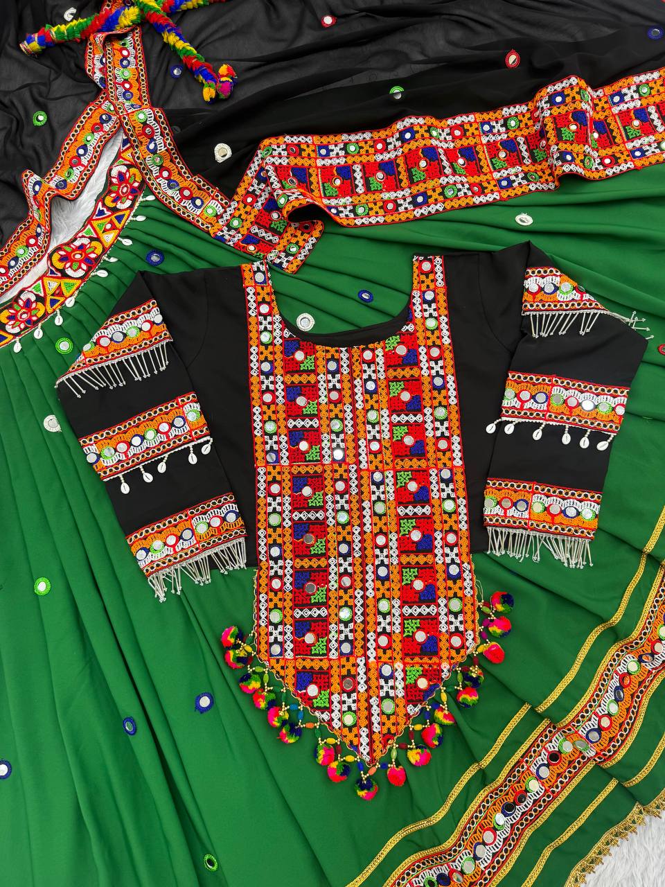 Embroidery With Real Mirror Hand Work Full Stitched Lahenga