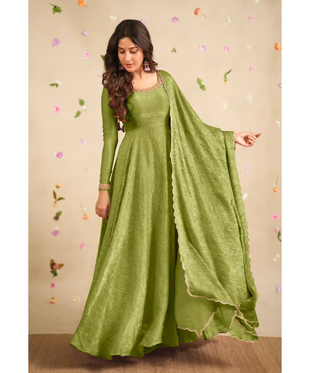 Party Wear Fancy Fabric In Embroidery Work Anarkali Gown