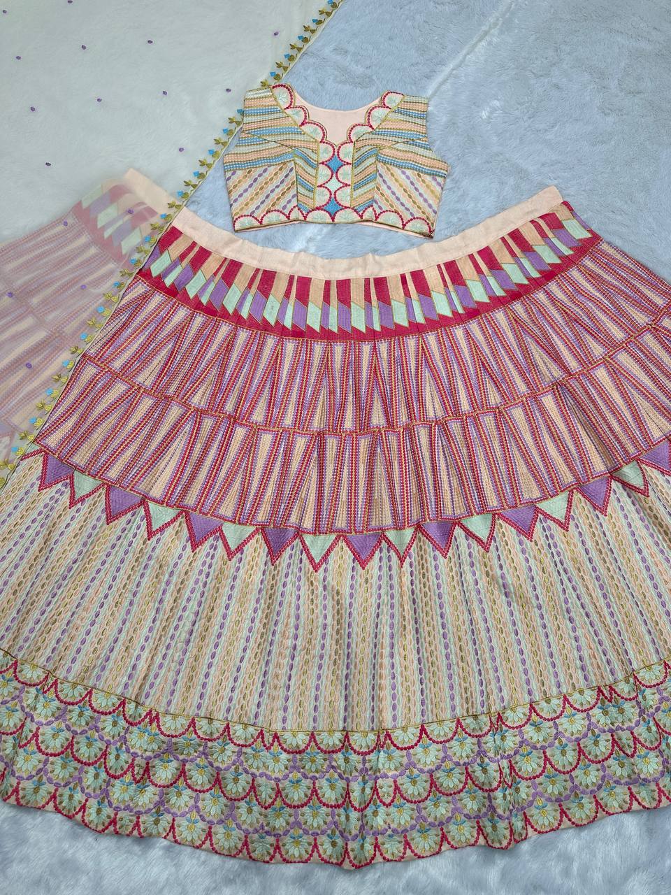 Heavy Thread Work Lahengha - Choli