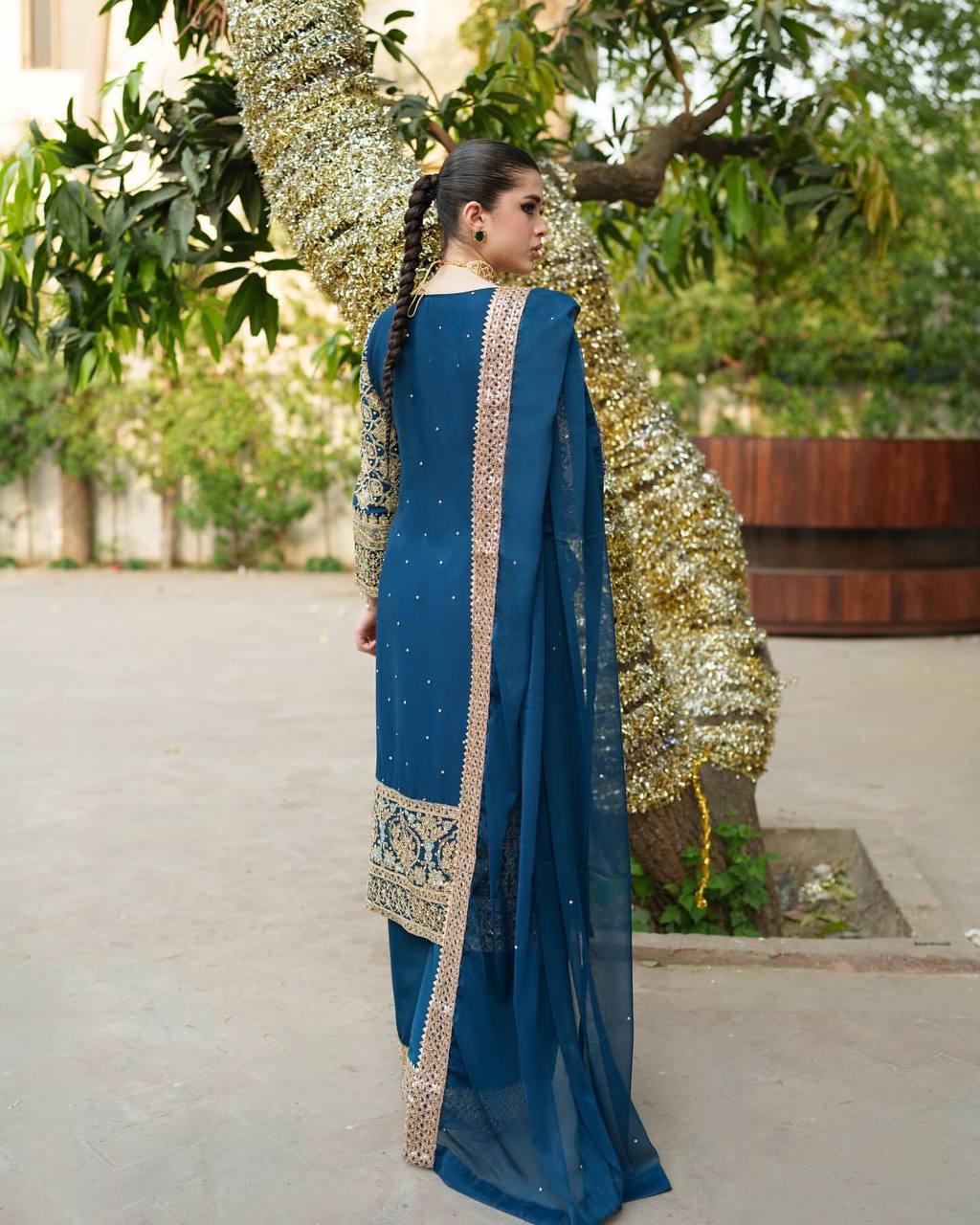 Faux Georgette With Heavy Embroidery Sequence Work Top-Bottom And Dupatta Set Fully Stitched Ready To Wear
