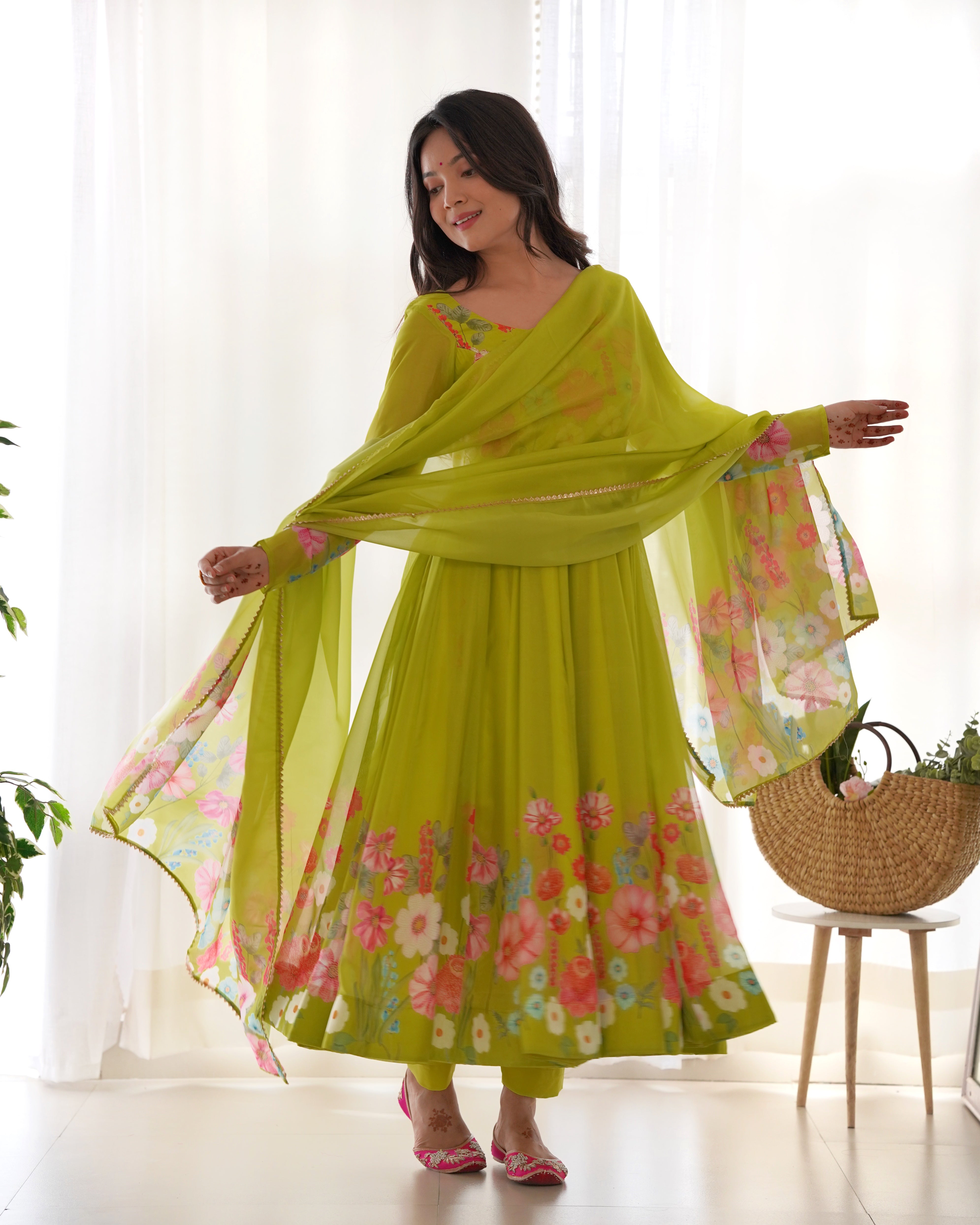 HEAVY PURE SOFT  ORGANJA SILK PRINT GOWN