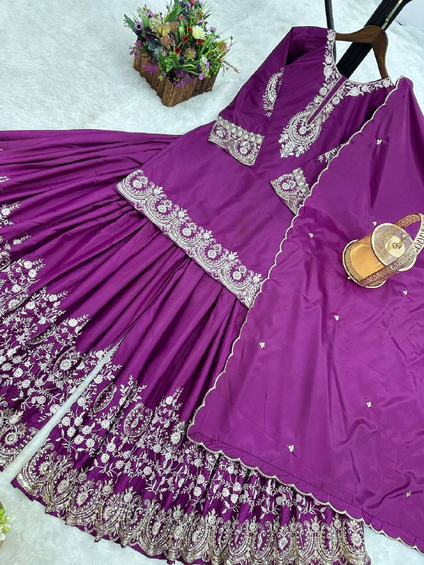 Fancy Top-Plazzo and Dupatta With Heavy Embroidery